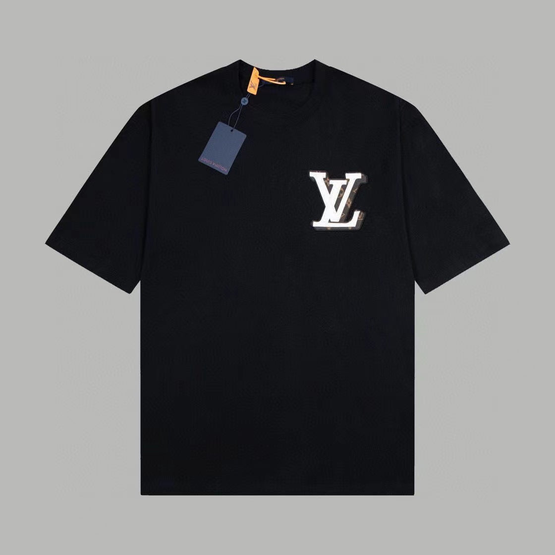 Black Leather Letter Logo T-Shirt