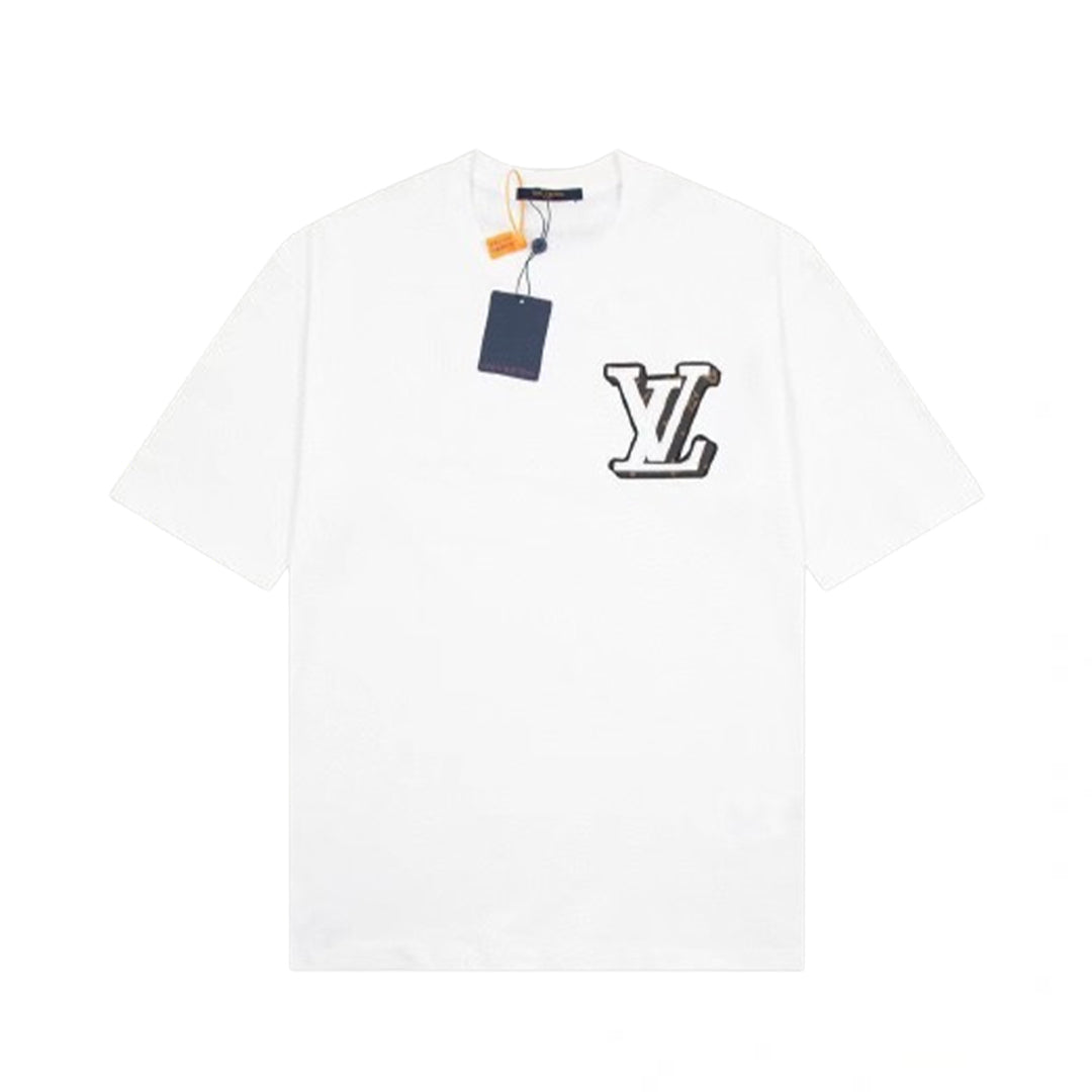 Leather letter logo T-shirt