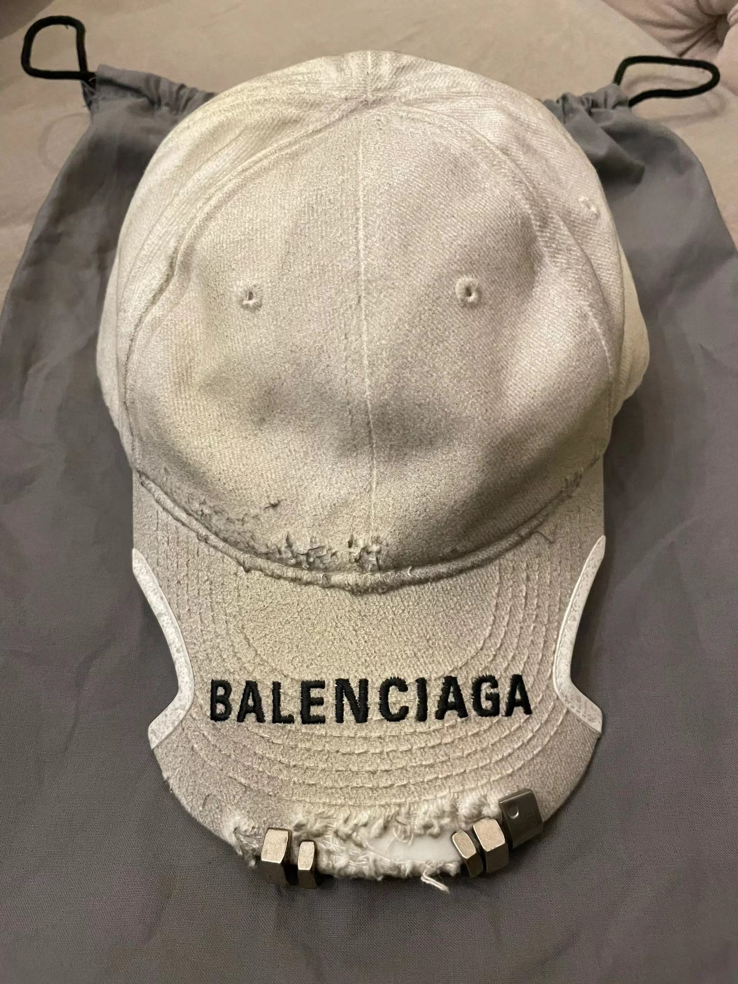 distressed hoop baseball cap