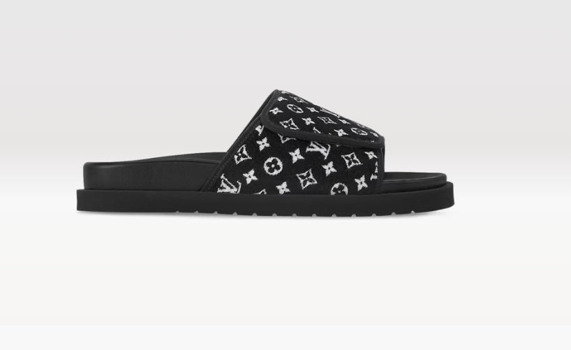 New black printed slippers