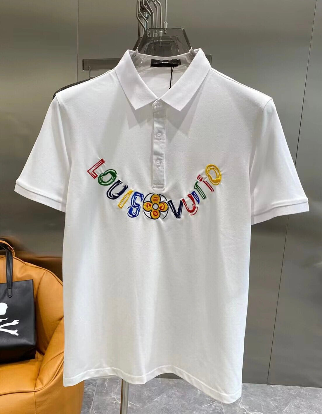 Colorful letter embroidered polo shirt