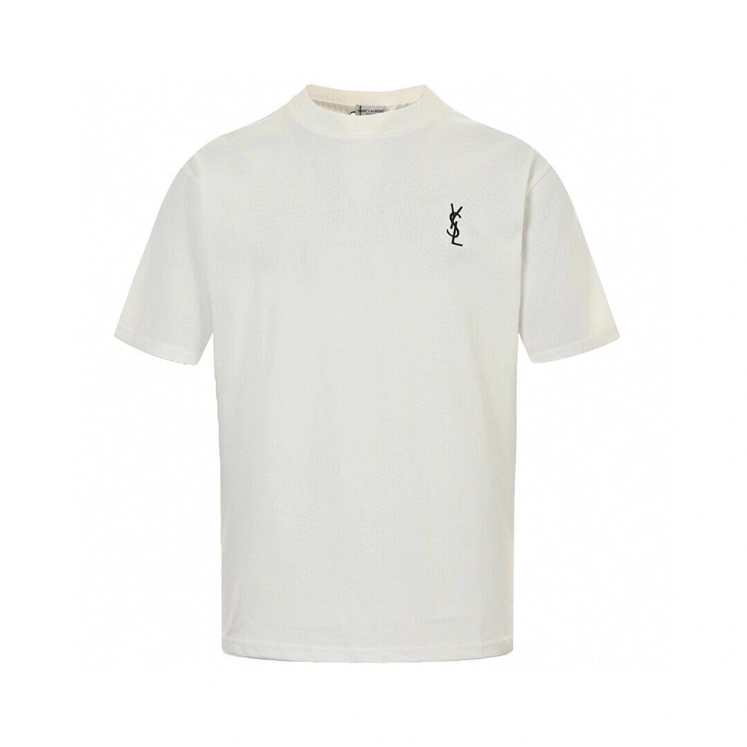 Solid color embroidered logo T-shirt