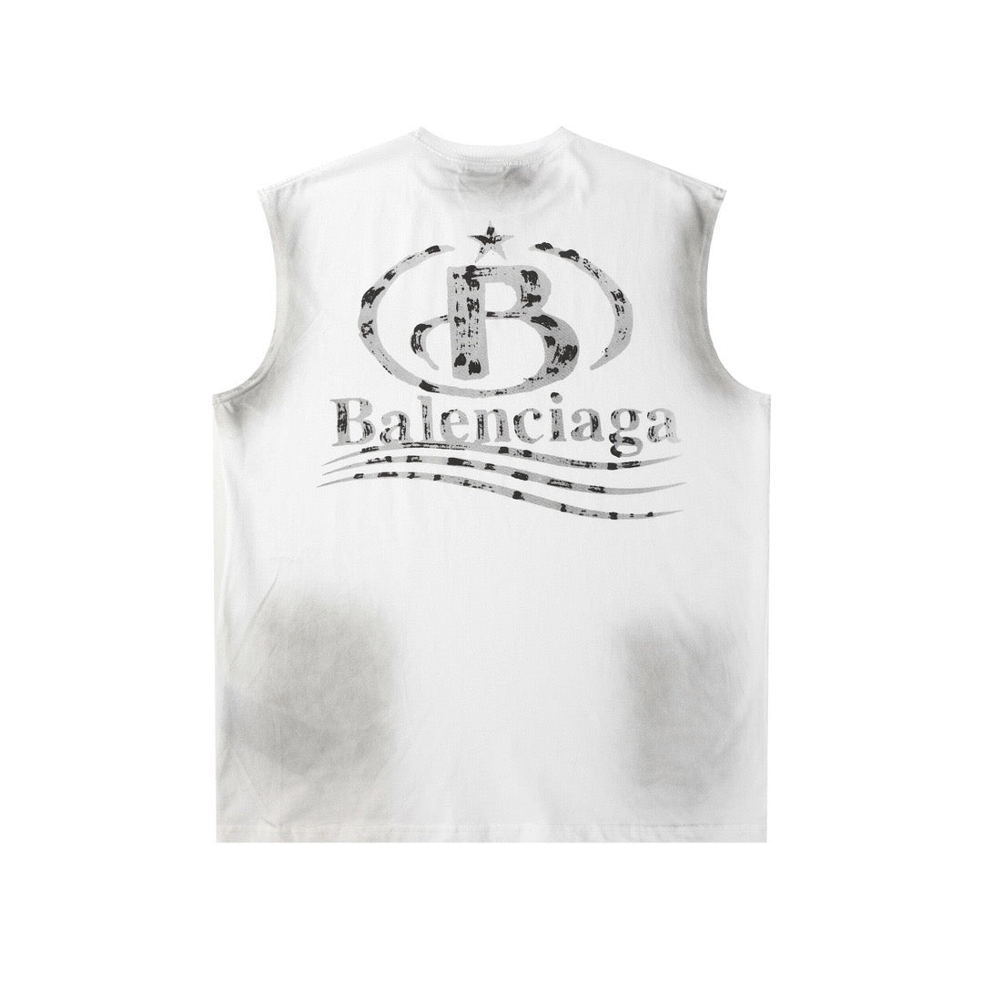 24 Round neck letter print sleeveless T-shirt