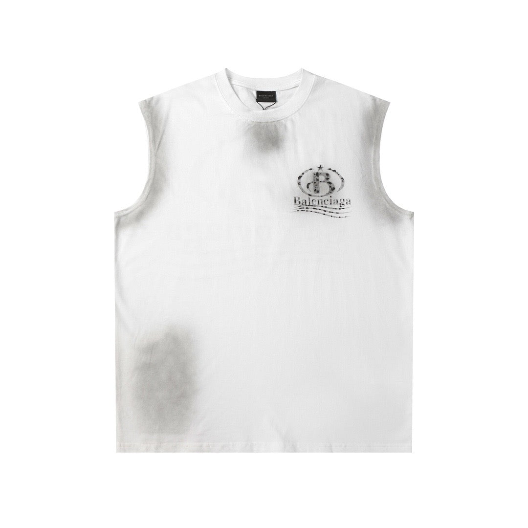 24 Round neck letter print sleeveless T-shirt