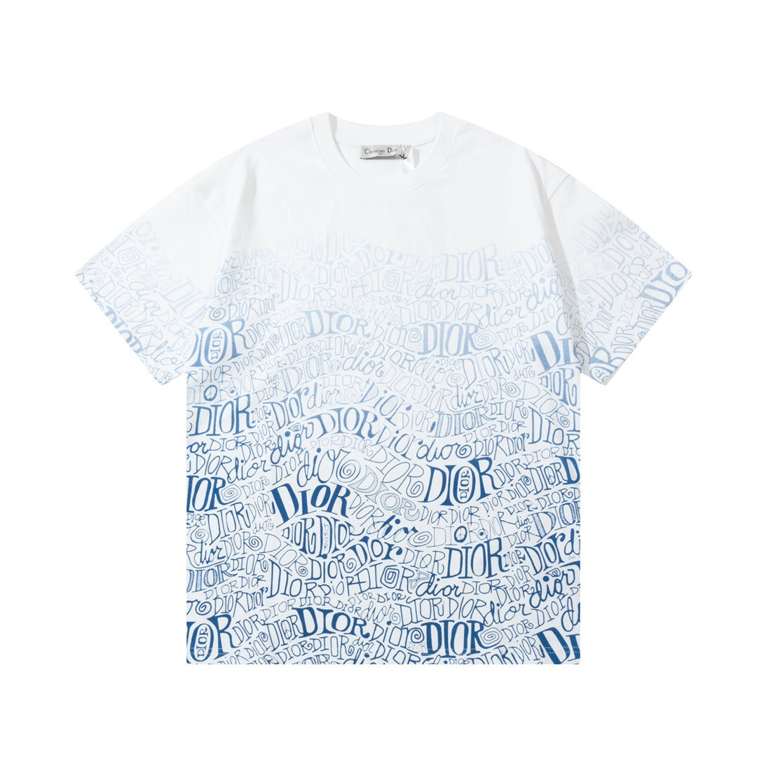 Summer new full flower gradient printed T-shirt