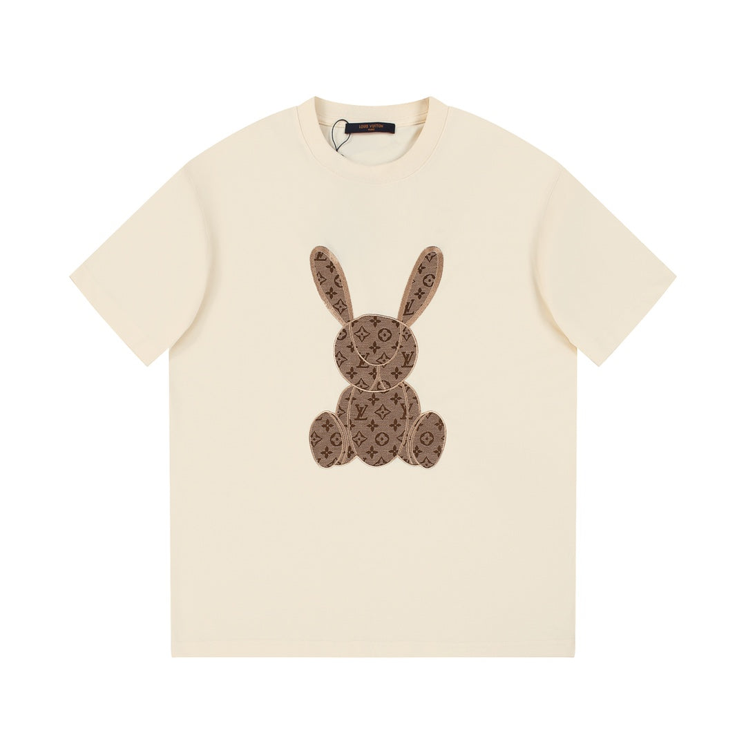 Summer new style patch embroidered rabbit short sleeves