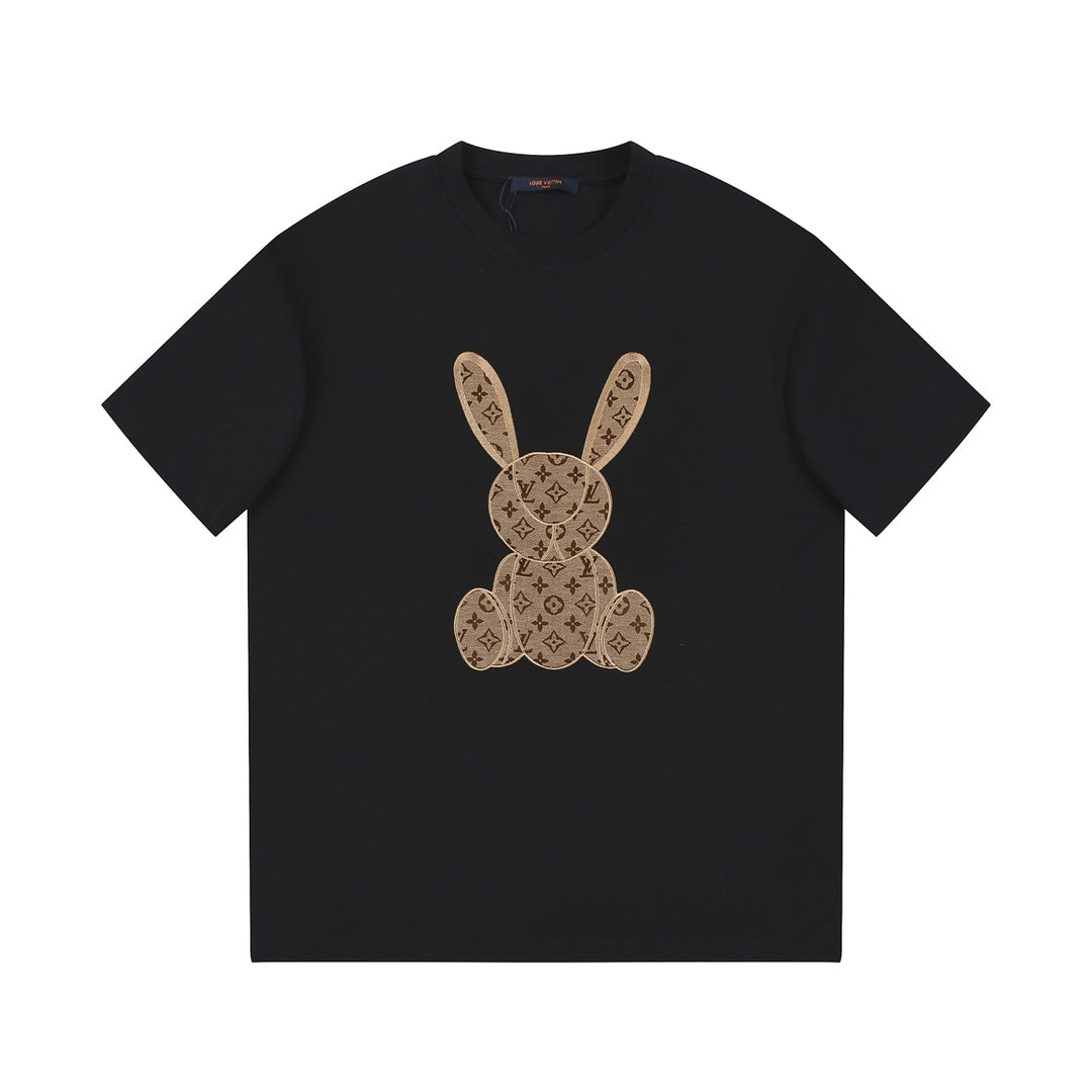 Summer new style patch embroidered rabbit short sleeves